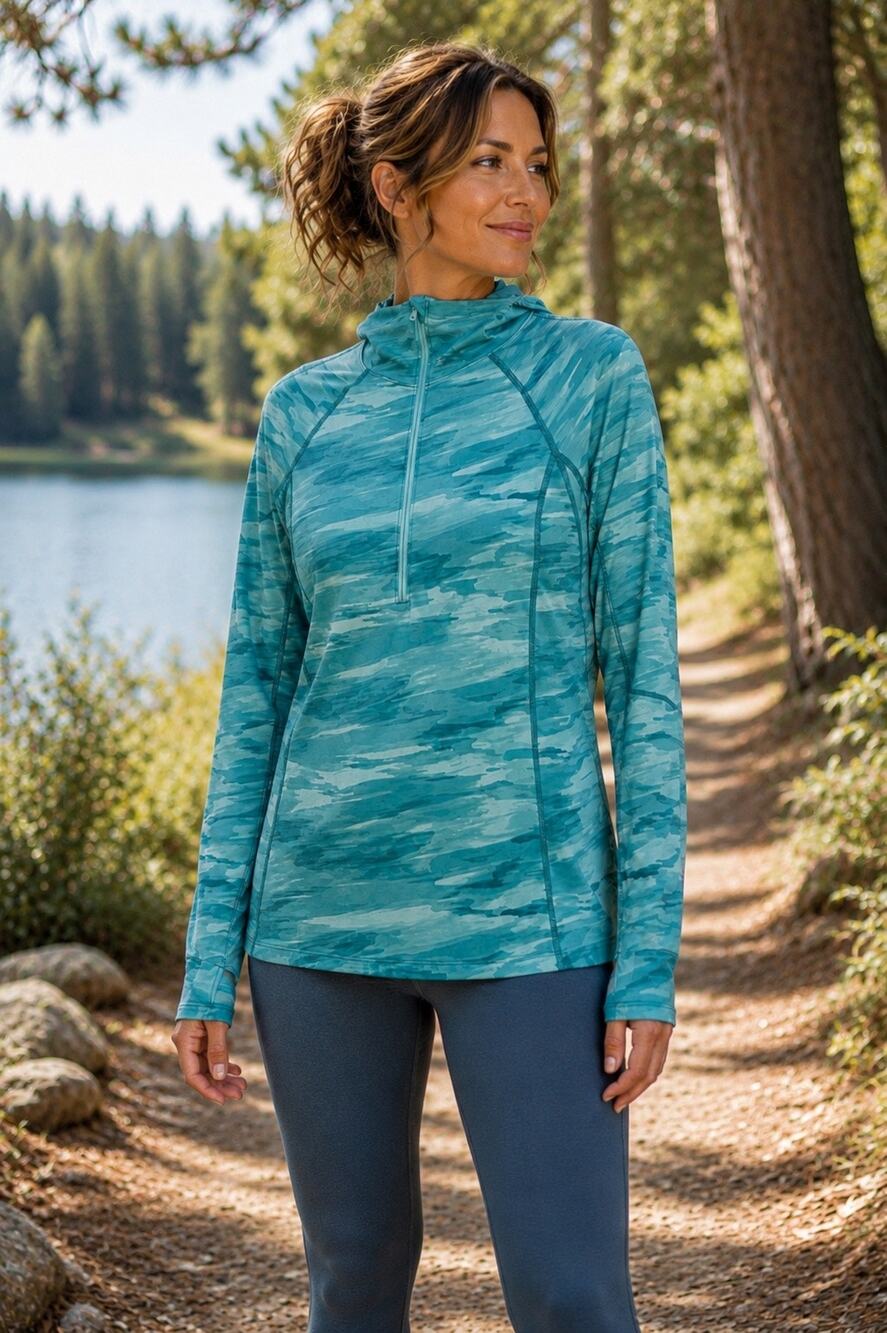 Under Armour ColdGear 1/2 Zip Fitted Pullover L Teal Camo